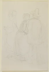 Grupo de tres figuras de pie, 1858
